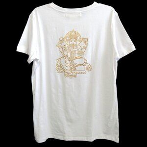 Gretchen Scott Zen Lane Finding Your Bliss Ganesh T Shirt Size L White Gold New
